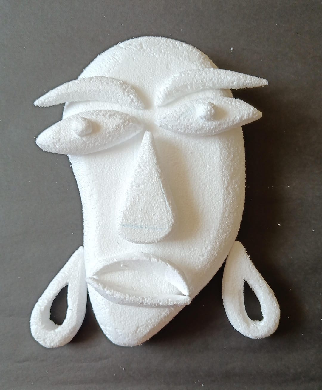 Thermocol sculpture African face-Tribal art(Group activity class 8)